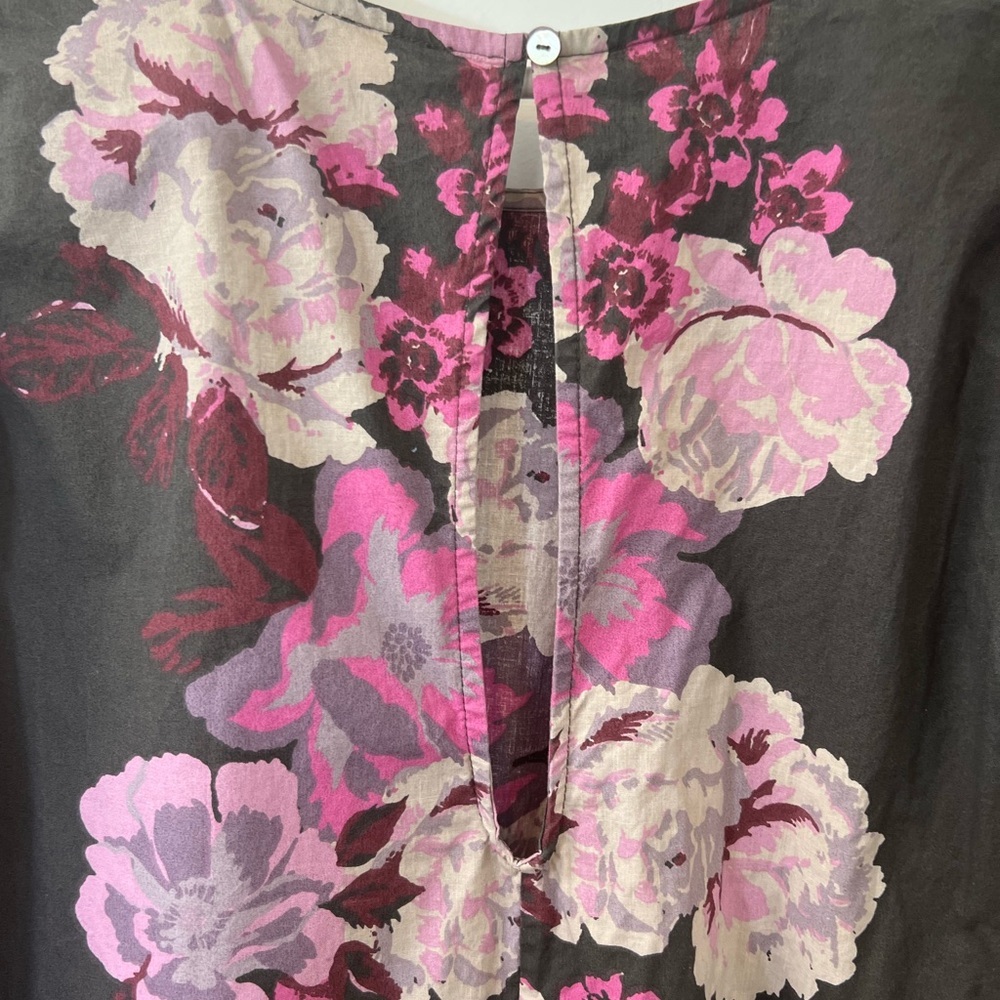 Free People Maye Black and Pink Floral tunic Mini Dress sz L - Picture 6 of 9